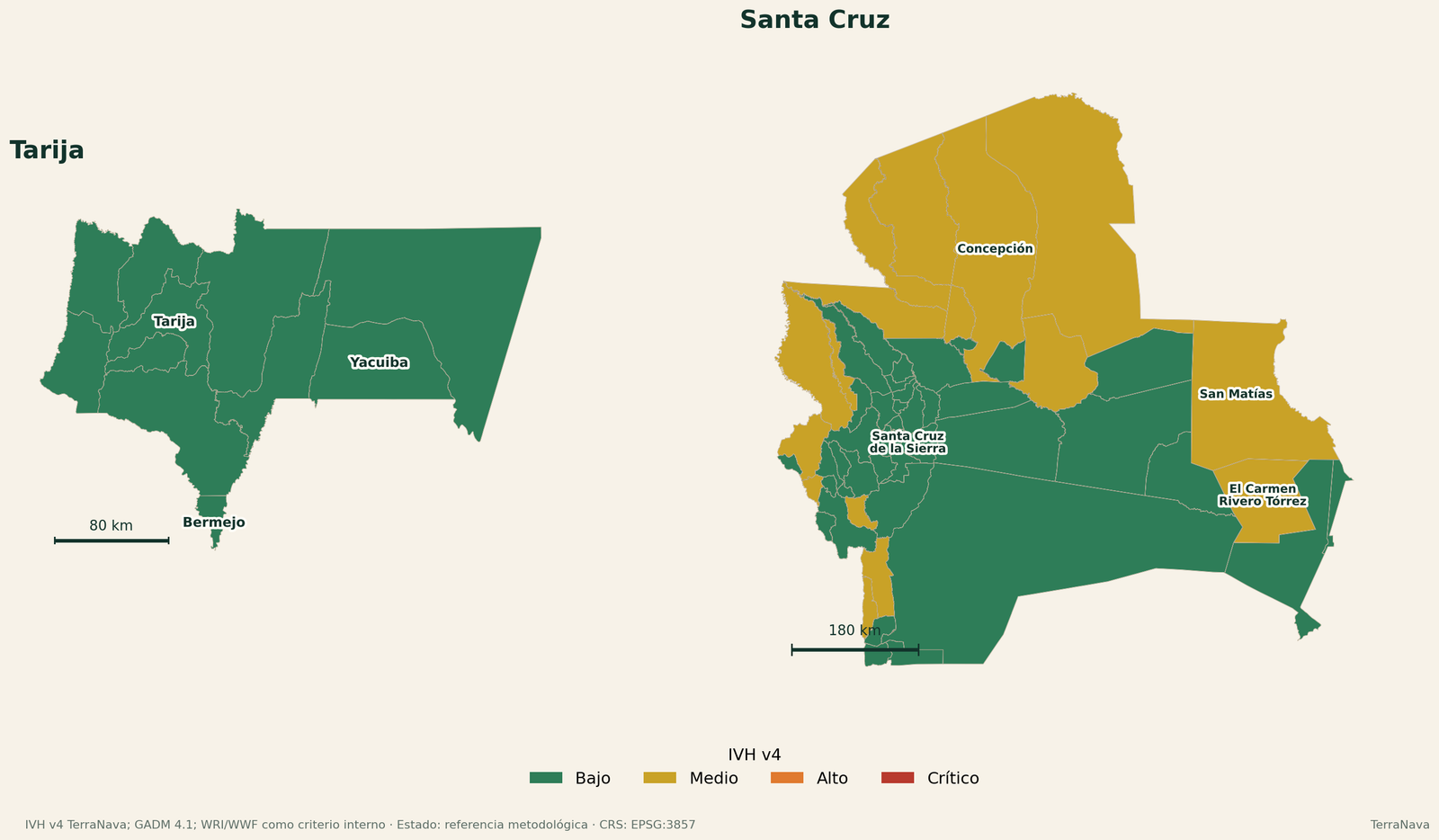 Mapa municipal de vulnerabilidad hídrica de referencia para Tarija y Santa Cruz